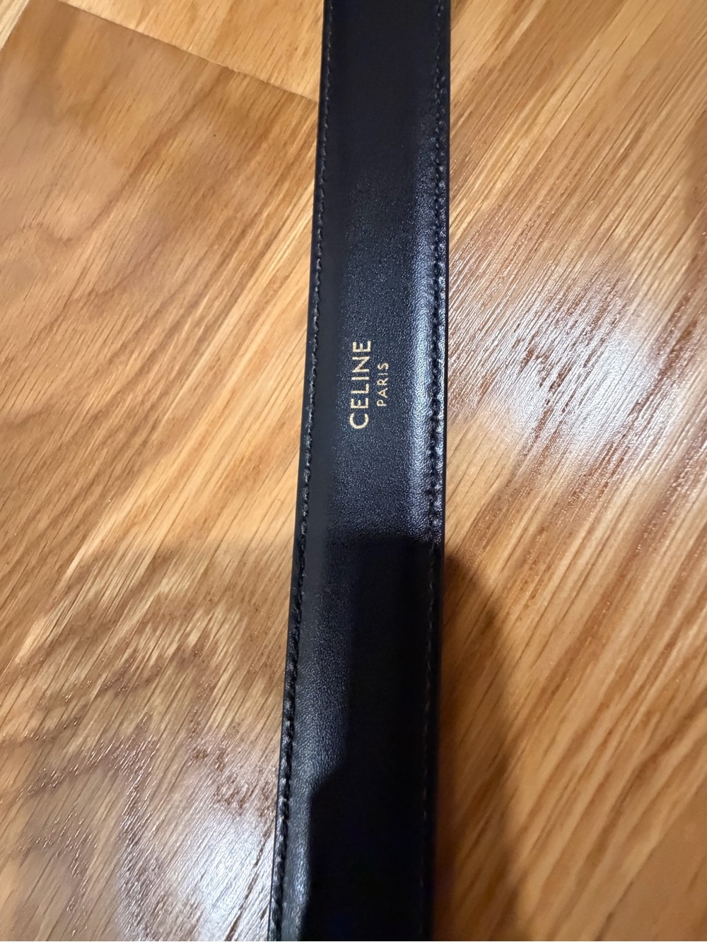 Celine Black Leather Belt with Gold Triomphe Buckle size 75 and 25mm thickness - Picture 10 of 13